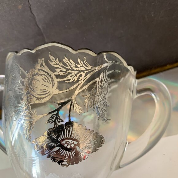 Open Sugar Bowl Creamer Silver City Flanders-Clear Sterling Silver Overlay - Picture 7 of 9